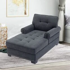 Chaise Lounge Indoor Modern Upholstered Tufted Chaise Lounge Chair 59" Velvet Chaise Lounge Recliner Lounge Chair For Living Room Bedroom Office -Songmics Furniture Shop 513ofznsxfL
