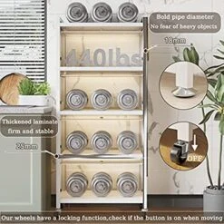 ZLCO 5 Tier Kitchen Pantry Storage Cabinet Bread Rack Coffee Station Utility Storage Shelf Bookcase Bookshelf Bookrack Microwave Rack Storage Rack 8 ZLCO 5 Tier Kitchen Pantry Storage Cabinet Bread Rack Coffee Station Utility Storage Shelf Bookcase Bookshelf Bookrack Microwave Rack Storage Rack -Songmics Furniture Shop 513piuplUwL