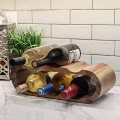 7Penn Wooden Countertop Wine Rack - 6 Bottle Horizontal Acacia Wood Wine Storage Rack Wine Holder Stands For Counter -Songmics Furniture Shop 513skYX5y5L