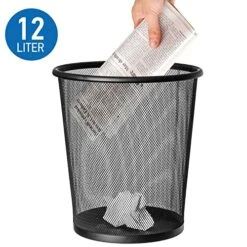 Artmoon Mesh Round Waste Basket For Home Or Office, Wire Mesh Trash Can, Made Of Powder-Coated Steel, Capacity Of 3.2 Gallon (12L), Black -Songmics Furniture Shop 513vHPJxWoL