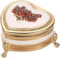 Hipiwe Vintage Metal Jewelry Box With Antique Flower Carved, Small Heart Shape Trinket Organizer Box Earrings Rings Necklace Bracelet Storage Holder, Keepsake Gift Box For Girl And Women -Songmics Furniture Shop 5140B4QsM7L. AC