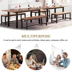 IPormis 63" Extendable Dining Table Set For 4-8 People, 3-Piece Kitchen Table Set With Metal Frame And Wood Board, Space Saving Dinette For Dining Room, Laminate Finished, Easy Clean, Walnut 12 IPormis 63" Extendable Dining Table Set For 4-8 People, 3-Piece Kitchen Table Set With Metal Frame And Wood Board, Space Saving Dinette For Dining Room, Laminate Finished, Easy Clean, Walnut -Songmics Furniture Shop 5141UUA9DWL