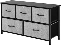 AZL1 Life Concept Extra Wide Dresser Storage Tower With Sturdy Steel Frame, 5 Drawers Of Easy-Pull Fabric Bins, Organizer Unit For Bedroom, Hallway, Entryway, Dark Grey -Songmics Furniture Shop 5143fmpfpmL. AC