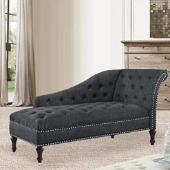 Rosevera Deedee Linen Upholstered Chaise Lounge Chair With Nailhead Trim For Living Room And Bedroom, Standard, Royal Navy 16 Rosevera Deedee Linen Upholstered Chaise Lounge Chair With Nailhead Trim For Living Room And Bedroom, Standard, Royal Navy -Songmics Furniture Shop 5146XaplPGL. AC