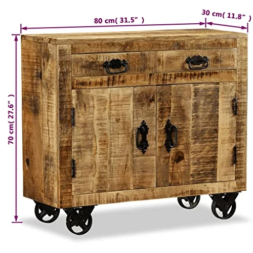 VidaXL Sideboard With 2 Drawers And 1 Cabinet Storage Kitchen Cabinet Buffet Bar Wine Cabinet Console Table For Living Room Cupboard Rough Mango Wood 4 VidaXL Sideboard With 2 Drawers And 1 Cabinet Storage Kitchen Cabinet Buffet Bar Wine Cabinet Console Table For Living Room Cupboard Rough Mango Wood - Image 4