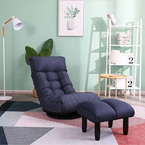 DEPOINTER Chaise Lounge Sofa, 360-Degree Swivel Chair Floor Gaming Chair Lazy Sofa, 3 Adjustable Positions, Foldable Recliner Sofa With Comfortable Backrest And Footrest For Home Office, Navy Blue 1 DEPOINTER Chaise Lounge Sofa, 360-Degree Swivel Chair Floor Gaming Chair Lazy Sofa, 3 Adjustable Positions, Foldable Recliner Sofa With Comfortable Backrest And Footrest For Home Office, Navy Blue