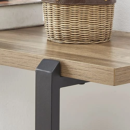 FOLUBAN Industrial Console Sofa Table, Rustic Entryway/Hallway Table With 3-Tier Open Shelf For Living Room, Oak 3 FOLUBAN Industrial Console Sofa Table, Rustic Entryway/Hallway Table With 3-Tier Open Shelf For Living Room, Oak - Image 3