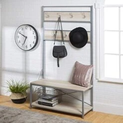Walker Edison August Modern Farmhouse X Back Hall Tree With Bench, 72 Inch, Grey Wash -Songmics Furniture Shop 514CdoVmJIL. AC