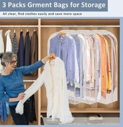 SLEEPING LAMB 10" Gusseted Clear Garment Bags For Hanging Clothes Suit Bags For Closet Storage Clothing Cover For Coats, Jackets (3 Packs) -Songmics Furniture Shop 514HyyLoYVL