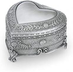 Hipiwe Vintage Metal Jewelry Box With Antique Flower Carved, Small Heart Shape Trinket Organizer Box Earrings Rings Necklace Bracelet Storage Holder, Keepsake Gift Box For Girl And Women -Songmics Furniture Shop 514Im8PV4IL. AC