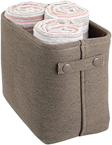 MDesign Narrow Fabric Storage Bin Basket With Handles For Bathroom Closet, Vanity, Cabinet, Cubby, Countertop, Tall Slim Baskets For Towels, Toilet Tissue, Crane Collection - Light Gray 12 MDesign Narrow Fabric Storage Bin Basket With Handles For Bathroom Closet, Vanity, Cabinet, Cubby, Countertop, Tall Slim Baskets For Towels, Toilet Tissue, Crane Collection - Light Gray - Image 12