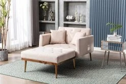 PHOYAL Velvet Chaise Lounges, Modern Tufted 2 In 1 Chaise Lounge Chair Indoor, Upholstered Sofa Recliner Lounge Chair With 3 Adjustable Angles,Convertible Sleeper Chair For Living Room Bedroom(Orange) -Songmics Furniture Shop 514Oag429gL. AC