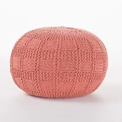 GDFStudio Valentine Hand Knit Fabric Pouf (Ivory) -Songmics Furniture Shop 514U0e69PlL. AC