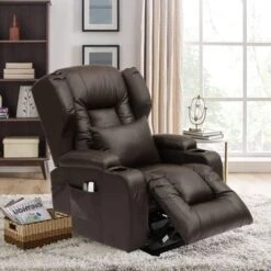 OBBOLLY Power Lift Recliner Chair For Elderly, Massage Chair Recliner With Heat, Linen Fabric Lazy Sofa Chairs With Cup Holders, USB, Side Pockets For Living Room -Songmics Furniture Shop 514aWMyfm L. AC
