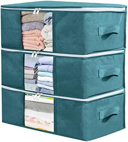 Clothes Storage Bag Foldable, LSNDEE Under Bed Clothing Storage Bags, Fabric Storage Box With Zips, Waterproof Thick Non-woven Closet Organizers, Used For Bedding Duvet Storage, 48 X 35 X 20 Cm, 3 Pack (Grey) 5 Clothes Storage Bag Foldable, LSNDEE Under Bed Clothing Storage Bags, Fabric Storage Box With Zips, Waterproof Thick Non-woven Closet Organizers, Used For Bedding Duvet Storage, 48 X 35 X 20 Cm, 3 Pack (Grey) - Image 5