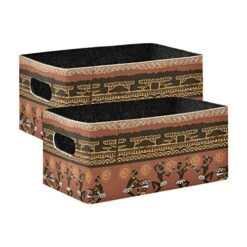 Africans Dancing Storage Basket Felt Storage Bin Collapsible Felt Storage Empty Gift Baskets Organizer For Kids Bedroom Magazine