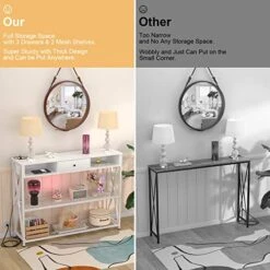 Armocity Console Table With Outlets, Entryway Table For Entry, 47 Inch Sofa Table With Drawers, Long Hallway Table, Industrial Behind Couch Table For Entryway, Sofa Couch, Entrance, Hallway, White 12 Armocity Console Table With Outlets, Entryway Table For Entry, 47 Inch Sofa Table With Drawers, Long Hallway Table, Industrial Behind Couch Table For Entryway, Sofa Couch, Entrance, Hallway, White -Songmics Furniture Shop 514jzeF52IL