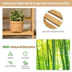 Giantex Ladder Shelf, 4 Tier Bamboo Ladder Bookshelf, 48’’ Tall Freestanding Bookcase Storage Rack Plant Stand For Living Room, Balcony, Office, Bedroom, Farmhouse Wooden Ladder Bookshelf, Natural -Songmics Furniture Shop 514kOQWaTxL