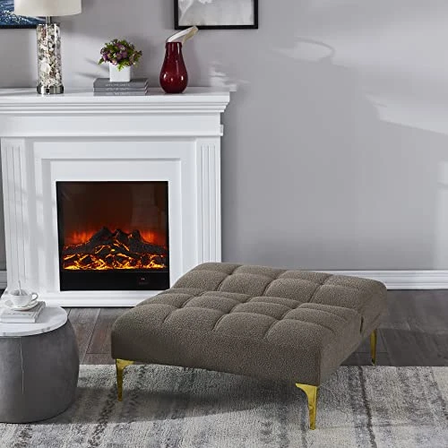 GENERIC Convertible Sofa Bed Single Chair Futon With Gold Metal Legs Teddy Fabric (Taupe) 3 GENERIC Convertible Sofa Bed Single Chair Futon With Gold Metal Legs Teddy Fabric (Taupe) - Image 3