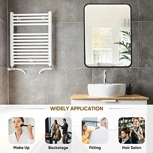 ZenStyle Black Metal Framed Rectangular Wall Mirror 22" X 30" Bathroom Mirror With Peaked Trim For Entryways, Bathrooms, Living Rooms 2 ZenStyle Black Metal Framed Rectangular Wall Mirror 22" X 30" Bathroom Mirror With Peaked Trim For Entryways, Bathrooms, Living Rooms - Image 2