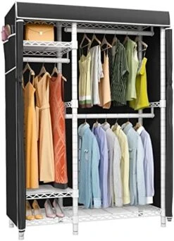 VIPEK V2C Wire Garment Rack Covered Clothes Rack With 3 Hanging Rods, Black Metal Clothing Rack With Grey Oxford Fabric Cover Cover, Portable Closet Rack Free Standing Closet Wardrobe, Max Load 600LBS -Songmics Furniture Shop 5155bGh QYL. AC