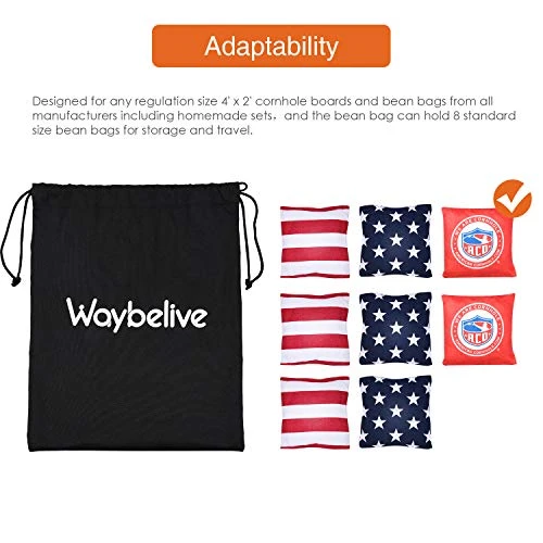 Waybelive 2 Pieces Bean Bag Game Carrying Bag, Canvas Cornhole Carrying Case With Cornhole Bean Bag Tote Carry Case, Weatherproof Bags, Black 4 Waybelive 2 Pieces Bean Bag Game Carrying Bag, Canvas Cornhole Carrying Case With Cornhole Bean Bag Tote Carry Case, Weatherproof Bags, Black - Image 4