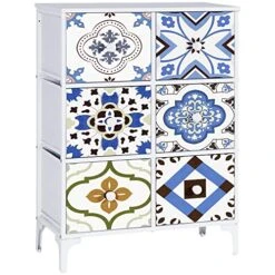 LYNCOHOME 6 Drawers Dresser, Dresser For Bedroom, Closet, Clothes, Storage Tower Organizer, Chest Of Drawers, White Dresser For Bedroom, Fabric Drawers(Sea White)