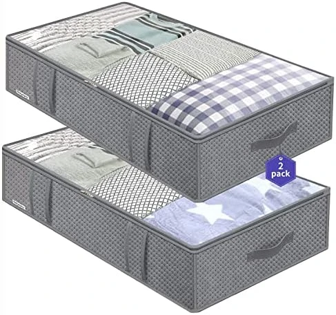 Onlyeasy Foldable Underbed Bags 2 Pack, Thick Blankets Clothes Comforters Storage Bag Breathable Zippered Organizer For Bedroom With Clear Window And 4 Handles, 39.4x19.7x7.1 In, Grey, MX3QR100L 8 Onlyeasy Foldable Underbed Bags 2 Pack, Thick Blankets Clothes Comforters Storage Bag Breathable Zippered Organizer For Bedroom With Clear Window And 4 Handles, 39.4x19.7x7.1 In, Grey, MX3QR100L - Image 8