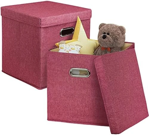 XYXYLY 2 Pack Foldable Cubes Storage Bins With Lids 12.6 * 12.6 * 12.6" Collapsible Fabric Cubbies Storage Baskets For Shelf Closet Organizer Home Bedroom Office Nursery 9 XYXYLY 2 Pack Foldable Cubes Storage Bins With Lids 12.6 * 12.6 * 12.6" Collapsible Fabric Cubbies Storage Baskets For Shelf Closet Organizer Home Bedroom Office Nursery - Image 9