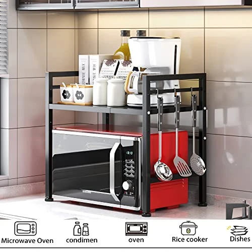 KITCSTI Microwave Oven Rack,Expandable Microwave Shelf For Kitchen Counter,2 Tiers Microwave Stand Countertop Organizer For Kitchen Counter 2 KITCSTI Microwave Oven Rack,Expandable Microwave Shelf For Kitchen Counter,2 Tiers Microwave Stand Countertop Organizer For Kitchen Counter - Image 2