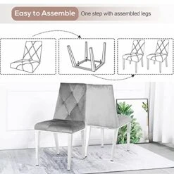 Ufurpie Dining Room Chairs With Velvet Fabric Dining Chairs Set Of 2 With Chrome Legs,Backrest And Button Velvet Fabric Design,Luxury Home Furniture For Dining Room And Kitchen(Set Of 2) (Grey) -Songmics Furniture Shop 515OmpkGu0L