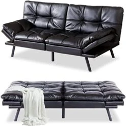 MUUEGM Futon Sofa Bed Couch Memory Foam Futon Bed,Modern Sofas For Living Room,Convertible Sleeper Sofa W/Removable Armrests,Love Seat For Compact Living Spaces Offices Dorm Bonus Room,Linen,Grey -Songmics Furniture Shop 515cgLAP8KL. AC