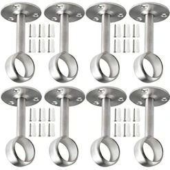 Creatyi Heavy Duty Closet Rod Brackets Closet Shower Curtain Rod Bracket Ceiling-Mount Brackets Closet Rod Holders Closet Pole Sockets Closet Rod Supports For 1 Inch Rod (8 PCS, Silver)