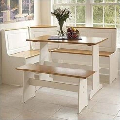 Pemberly Row Patio Conversation Indoor 3 Piece Kitchen Corner Nook Table Booth Bench Breakfast Dining Set In White 10 Pemberly Row Patio Conversation Indoor 3 Piece Kitchen Corner Nook Table Booth Bench Breakfast Dining Set In White -Songmics Furniture Shop 515ig331bOL