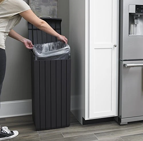 Keter Copenhagen 32 Gallon Resin Large Trash Can With Lid For Patio And Outdoor Kitchen, Brown 6 Keter Copenhagen 32 Gallon Resin Large Trash Can With Lid For Patio And Outdoor Kitchen, Brown - Image 6