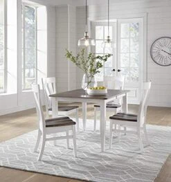 Carol's Inspirations 5 Piece Solid Wood Dining Room Set | 38x64 Inch Farmhouse Kitchen Table With 4 Chairs | Brown And Black Rustic Rectangle Table With Eased Edge And Distressing | Made In USA -Songmics Furniture Shop 515siPCHlGL. AC