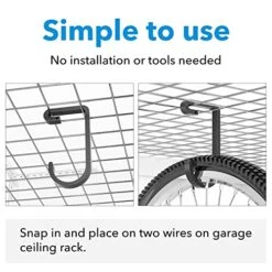 Thickened Hooks For Overhead Storage Racks,Garage Hooks For Ceiling,Add-On Storage Hook For Garage Ceiling Rack And Wall Shelving,Heavy Duty Hanging Bike Flat Hooks, Bike Hangers Bicycle Hooks 4 Pack -Songmics Furniture Shop 515wBamYOUL
