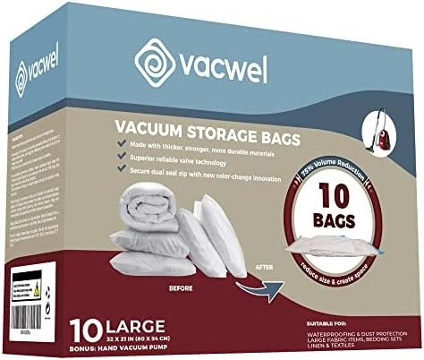 Vacwel 3-Pack XXL - Vacuum Storage Bags - Space Saver Bags For Clothes Storage – XL Comforters - Mattress Topper - Blanket Storage – Vacuum Sealer Bags – Ziplock Sealed - 3x XXL Bags (47x35in) - Bonus 1x Large Bag (32x21in) 6 Vacwel 3-Pack XXL - Vacuum Storage Bags - Space Saver Bags For Clothes Storage – XL Comforters - Mattress Topper - Blanket Storage – Vacuum Sealer Bags – Ziplock Sealed - 3x XXL Bags (47x35in) - Bonus 1x Large Bag (32x21in) - Image 6