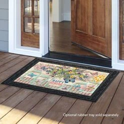 Briarwood Lane Happy Spring Mason Jar Floral Doormat Indoor Outdoor 30" X 18"