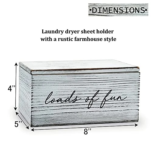 GENERIC Queen And Oak Dryer Sheet Holder - Rustic Farmhouse Wooden Box With Hinged Lid Dispenser For All Fabric Softener Sheets High Capacity Laundry Room Decor Grayish White 8*4.8*4 Inch 5 GENERIC Queen And Oak Dryer Sheet Holder - Rustic Farmhouse Wooden Box With Hinged Lid Dispenser For All Fabric Softener Sheets High Capacity Laundry Room Decor Grayish White 8*4.8*4 Inch - Image 5