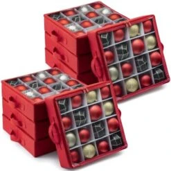 ZOBER Christmas Ornament Storage - 25.2x12.6x3.35 Inch Ornament Tray Organizer Boxes W/Dividers - Compartments For Fragile Ornaments And Holiday Decoration - Red 21 ZOBER Christmas Ornament Storage - 25.2x12.6x3.35 Inch Ornament Tray Organizer Boxes W/Dividers - Compartments For Fragile Ornaments And Holiday Decoration - Red -Songmics Furniture Shop 5165nrwuNcL. AC
