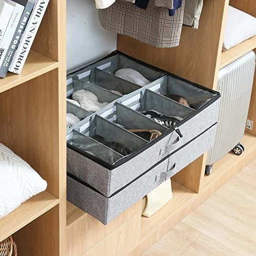 Vailando Shoe Storage Organizer With Adjustable Dividers, Made With Reinforced Construction & Breathable Materials, Fits 24 Pairs Total, Excellent Underbed Storage Solution, 2 Pc Set 2 Vailando Shoe Storage Organizer With Adjustable Dividers, Made With Reinforced Construction & Breathable Materials, Fits 24 Pairs Total, Excellent Underbed Storage Solution, 2 Pc Set - Image 2