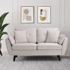 JAMFLY 63" Modern Loveseat Sofa Couch,Mid Century Couches For Living Room, Upholstered 2-Seat Love Seats With Pillow, Comfortable Small Space Sofa For Bedroom, Apartment -Songmics Furniture Shop 516CNKU5q L. AC