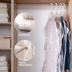 4 Hanging Vacuum Storage Bag Transparent Vacuum Sealed Storage Bag For Suits Dress Jackets Coat Space Saver Bags 2 Longer 2 Short Clothes Protector Closet 9 4 Hanging Vacuum Storage Bag Transparent Vacuum Sealed Storage Bag For Suits Dress Jackets Coat Space Saver Bags 2 Longer 2 Short Clothes Protector Closet -Songmics Furniture Shop 516DHyBpoIL