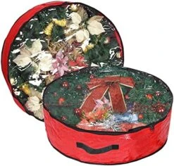 Propik Christmas Wreath Storage Bag 24" - Garland Holiday Container With Clear Window - Tear Resistant Fabric - 2 Pack (24 Inch, Green) -Songmics Furniture Shop 516EYD bmL. AC 2