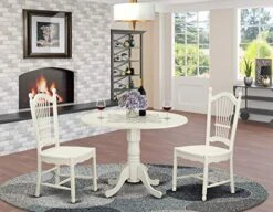 East West Furniture DLDO3-WHI-W Dining Table Set