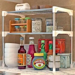 BAFAFA Kitchen Bakers Rack With Storage Standing Microwave Oven Stand Rack Spice Rack Organizer, Double Purpose Rack For Wide Application Shelves -Songmics Furniture Shop 516Hg7KcvUL