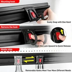 WORKPRO Garage Storage, Garden Tool Organizer Wall Mount 64 Inch With 8 Adjustable Hooks And Hangers, 4 Rails Steel Heavy Duty Tool Rack Holder -Songmics Furniture Shop 516KJQfVJZL