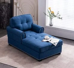 Chaise Lounge Indoor Modern Upholstered Tufted Chaise Lounge Chair 59" Velvet Chaise Lounge Recliner Lounge Chair For Living Room Bedroom Office -Songmics Furniture Shop 516KfDBAWnL. AC