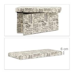 Relaxdays Padded Seat With Coffee Motif, Lidded Foldable Patterned Storage Bench, 38x76x38 Cm 13 Relaxdays Padded Seat With Coffee Motif, Lidded Foldable Patterned Storage Bench, 38x76x38 Cm -Songmics Furniture Shop 516NXJemVjL